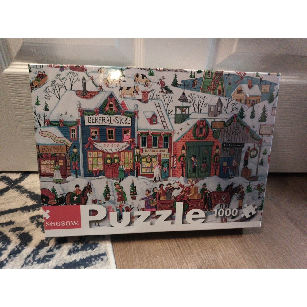 Seesaw 1000-Piece Christmas on Main Street Puzzle by artist Joseph Holodook New
